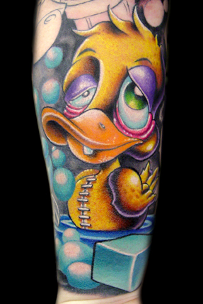 Tattoos - Fantasy Fairy tattoos - ugly duckling and bar of soap with bubbles tattoo
